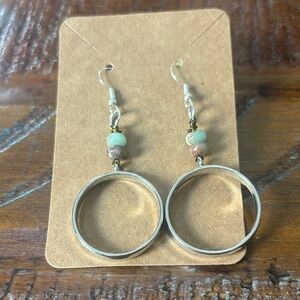 Silver and Green Dangle Earrings